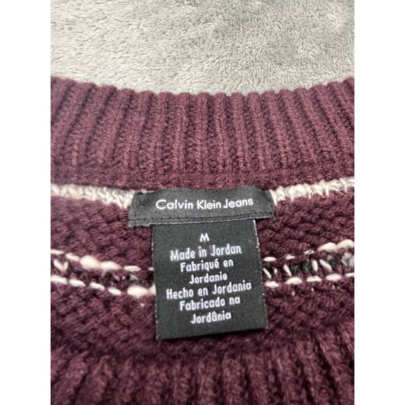 Calvin Klein Jeans Womens Medium Striped Burgundy Sweater Acrylic/Cotton Blend - Picture 3 of 12